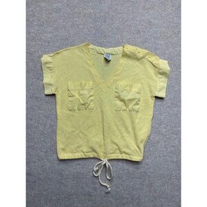 Vintage 80's Here's A Hug V-neck pullover yellow Short Sleeve Top Size Large